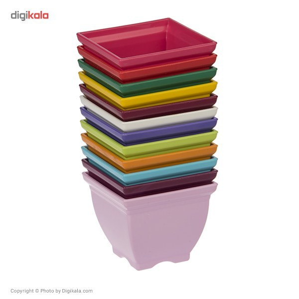 مجموعه 12 عددی گلدان شهرآذین مدل 7008 ارتفاع 7 سانتی متر