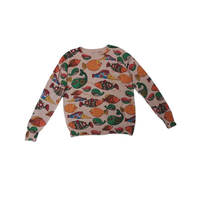 سویشرت زنانه مدل بافت کشمیر کریستال طرح ماهی