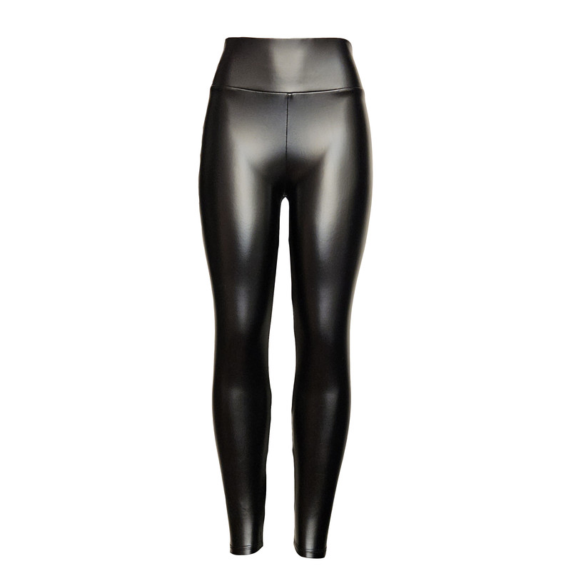 لگینگ زنانه رویین تن مدل چرم کرک دار زمستانی رنگ مشکی