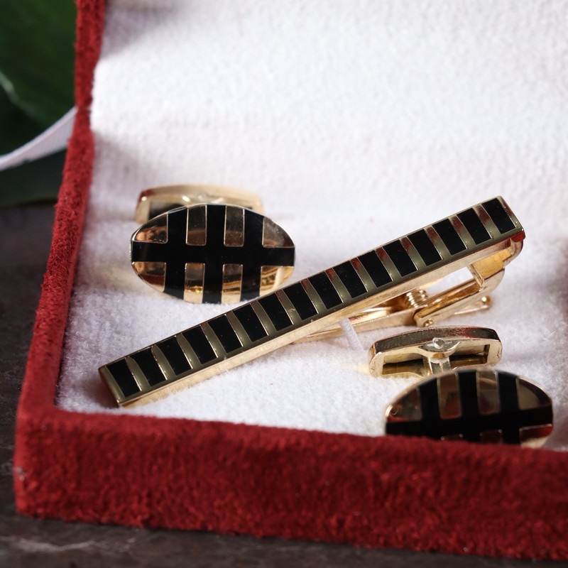 ست دکمه سردست و گیره کراوات مردانه نسن مدل ST4