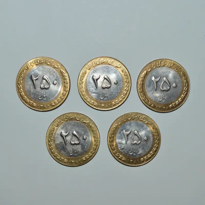 دکوری طرح سکه تزیینی 250 ریالی مجموعه 5 عددی