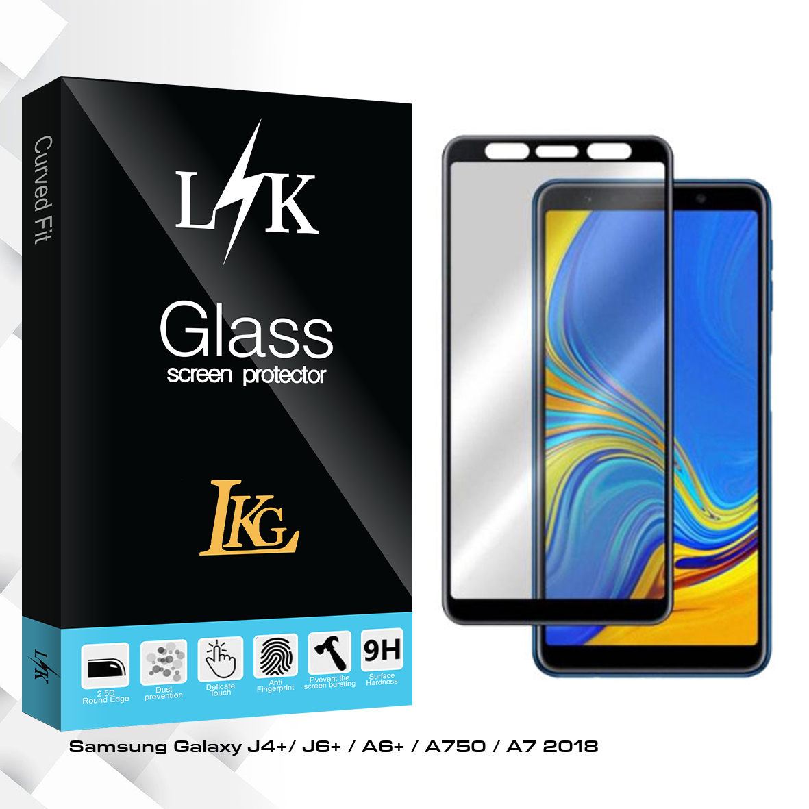 محافظ صفحه نمایش ال کا جی مدل LK Glass مناسب برای گوشی موبایل سامسونگ Galaxy J4 plus/ J6 plus / A6 plus / A750 / A7 2018
