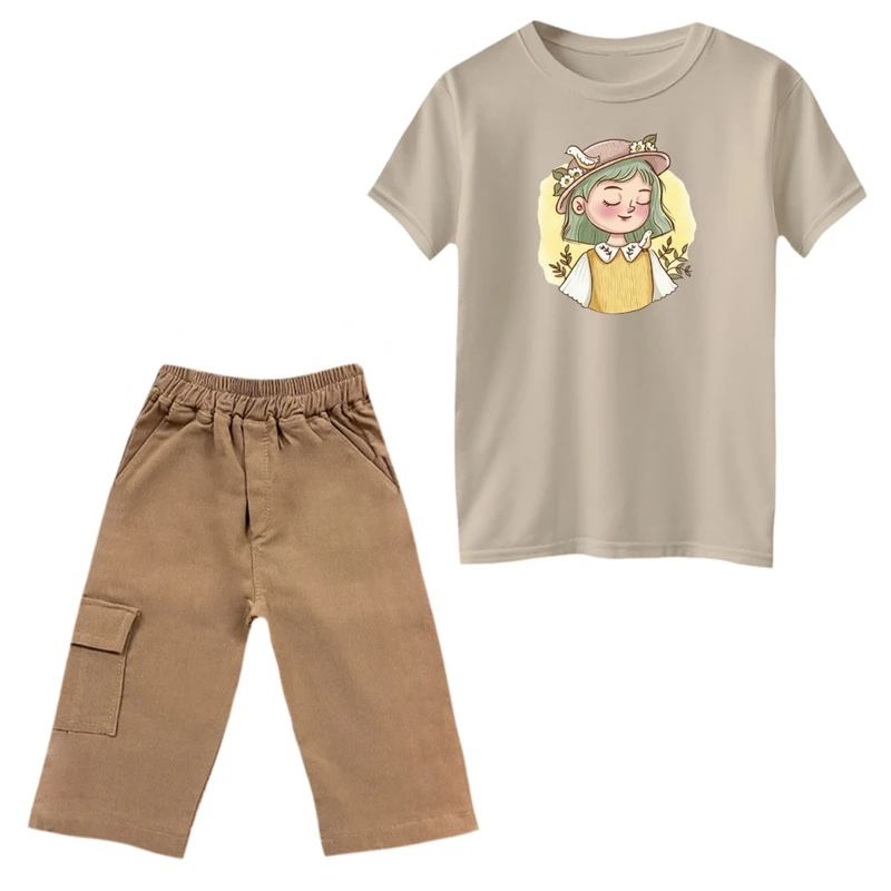 ست تی‌شرت و شلوارک دخترانه مدل دختر ناز