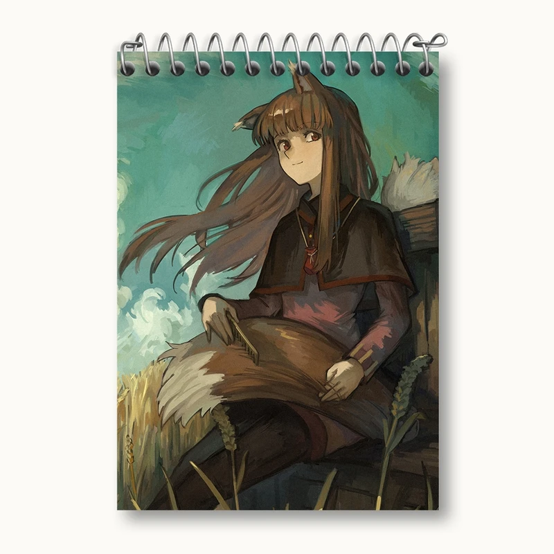 دفتر یادداشت 50 برگ خندالو مدل هولو انیمه ادویه و گرگ کد 36102