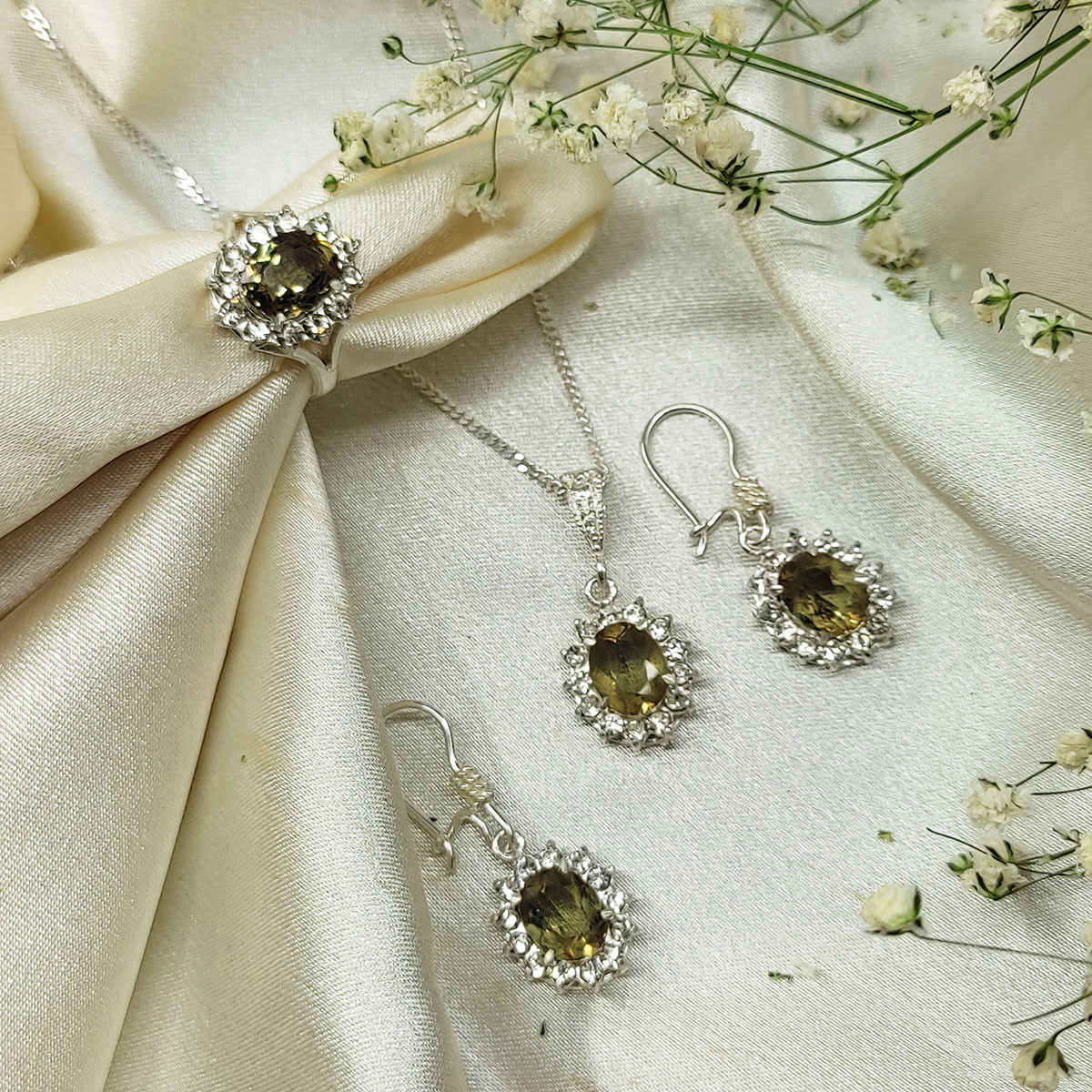 نیم ست نقره زنانه سلین کالا مدل الکساندریت کد 12