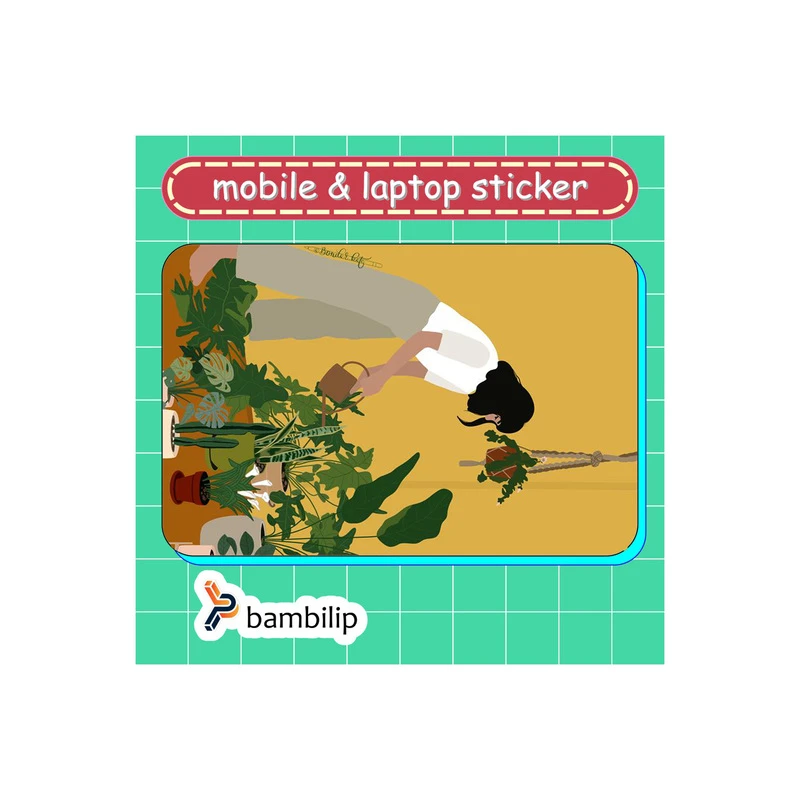 استیکر بامبیلیپ مدل کارت عابر طرح دختر وگلدانها کد 2889124