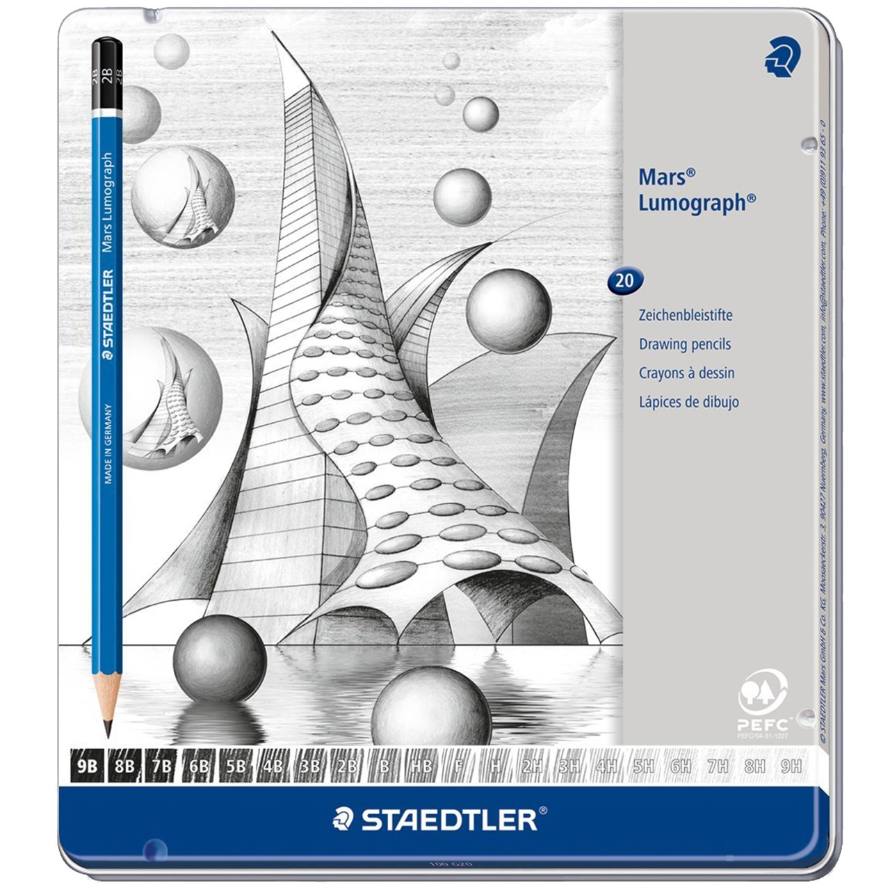 مداد طراحی استدلر مدل Mars Lumograph 100 G20 بسته 20 عددی
