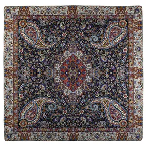 رومیزی ترمه حسینی طرح سالار  مشکی سایز 100 × 100 سانتی‌متر