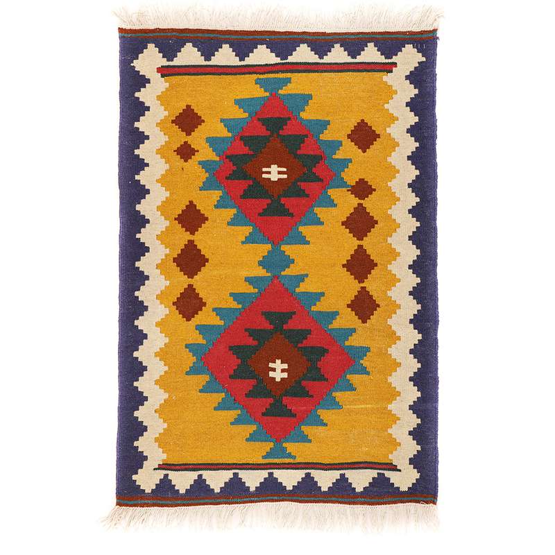 گلیم دستبافت یک ونیم متری طرح قشقایی کد 140616