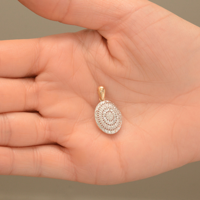 آویز گردنبند طلا 18 عیار زنانه طلای مستجابی مدل آوا بیضی تراش کد 64