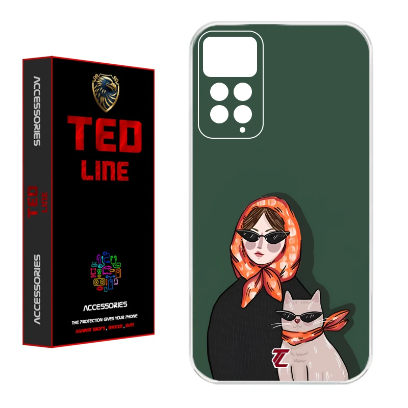 کاور تدلاین طرح دختر و گربه کد 1143 مناسب برای گوشی موبایل شیائومی Redmi Note 11 Pro 4G / Note 12 Pro 4G