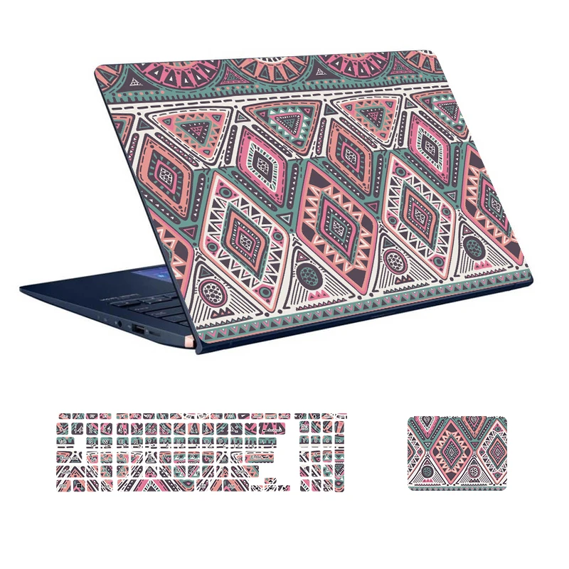 استیکر لپ تاپ توییجین و موییجین طرح Ethnic کد 01 مناسب برای لپ تاپ 15.6 اینچ به همراه برچسب حروف فارسی کیبورد 