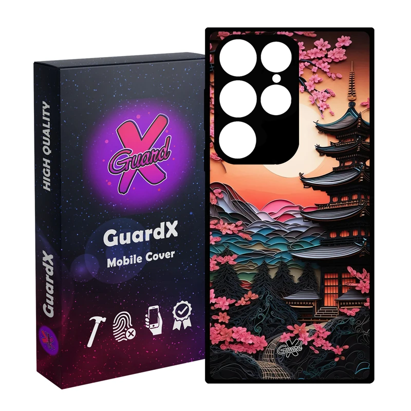 کاور گارد ایکس طرح معبد ژاپن مدل Glass10582 مناسب برای گوشی موبایل سامسونگ Galaxy S24 Ultra