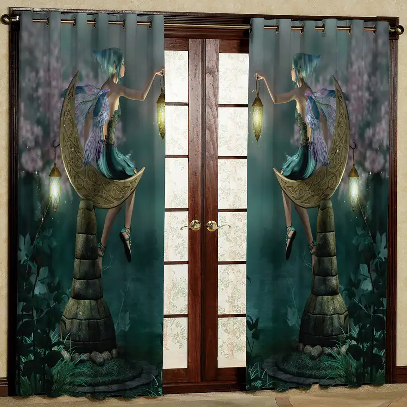 پرده مدل دختر فرشته مخمل پانچی کد 2461 سایز 200x140 سانتی متر