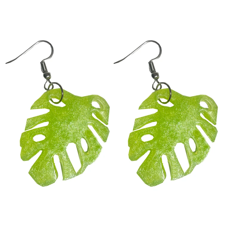 گوشواره عصایی زنانه مدل برگ طرح هاوایی کد 1