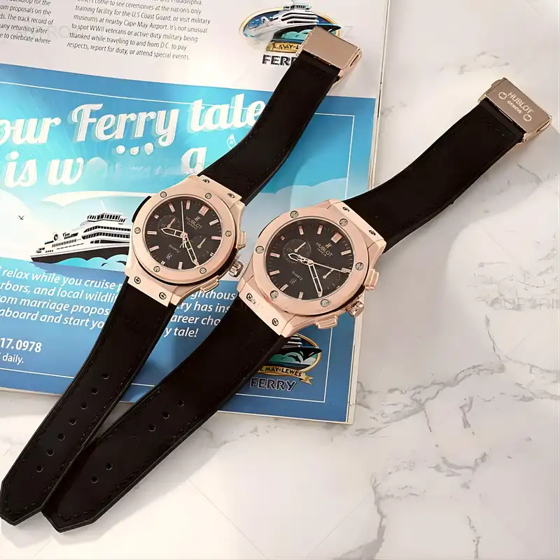 ست ساعت مچی عقربه ای  زنانه و مردانه  مدل تک موتوره کلاسیک کد 3