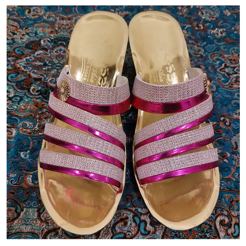 صندل زنانه مدل شاین لژدار کد AS1491 رنگ صورتی