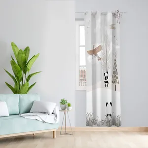  پرده مدل اتاق کودک مخمل پانچی طرح پاندا کد 2687 سایز 140x280 سانتی متر