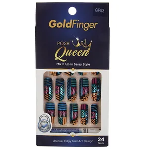 ناخن مصنوعی گلدن فینگر سری Posh Queen مدل GF93