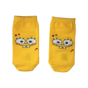 جوراب ساق کوتاه دخترانه مدل باب اسفنجی کد 1367