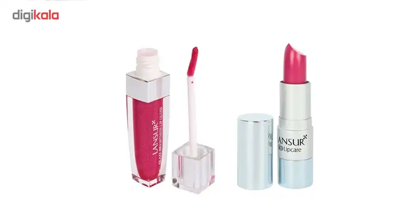 رژ لب جامد لانسور سری 3D شماره D11 به همراه رژ لب مایع لانسور سری Glaze شماره 03