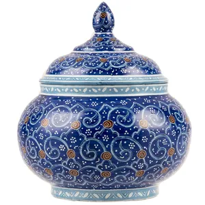 قندان مسی میناکاری شده اثر شیرازی طرح اسلیمی سایز کوچک
