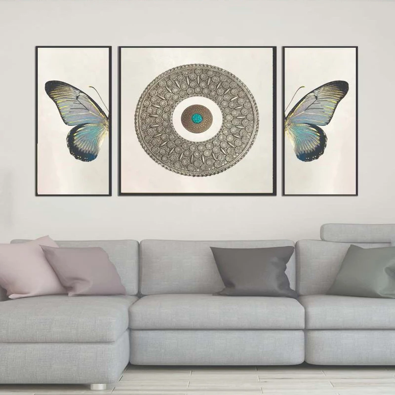 تابلو بکلیت طرح مدرن دیجیتال آرت مدل B-2148 فریم مشکی مجموعه 3 عددی