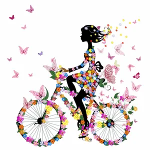 Zhivar Cyclist Girl 3D Wall Sticker
