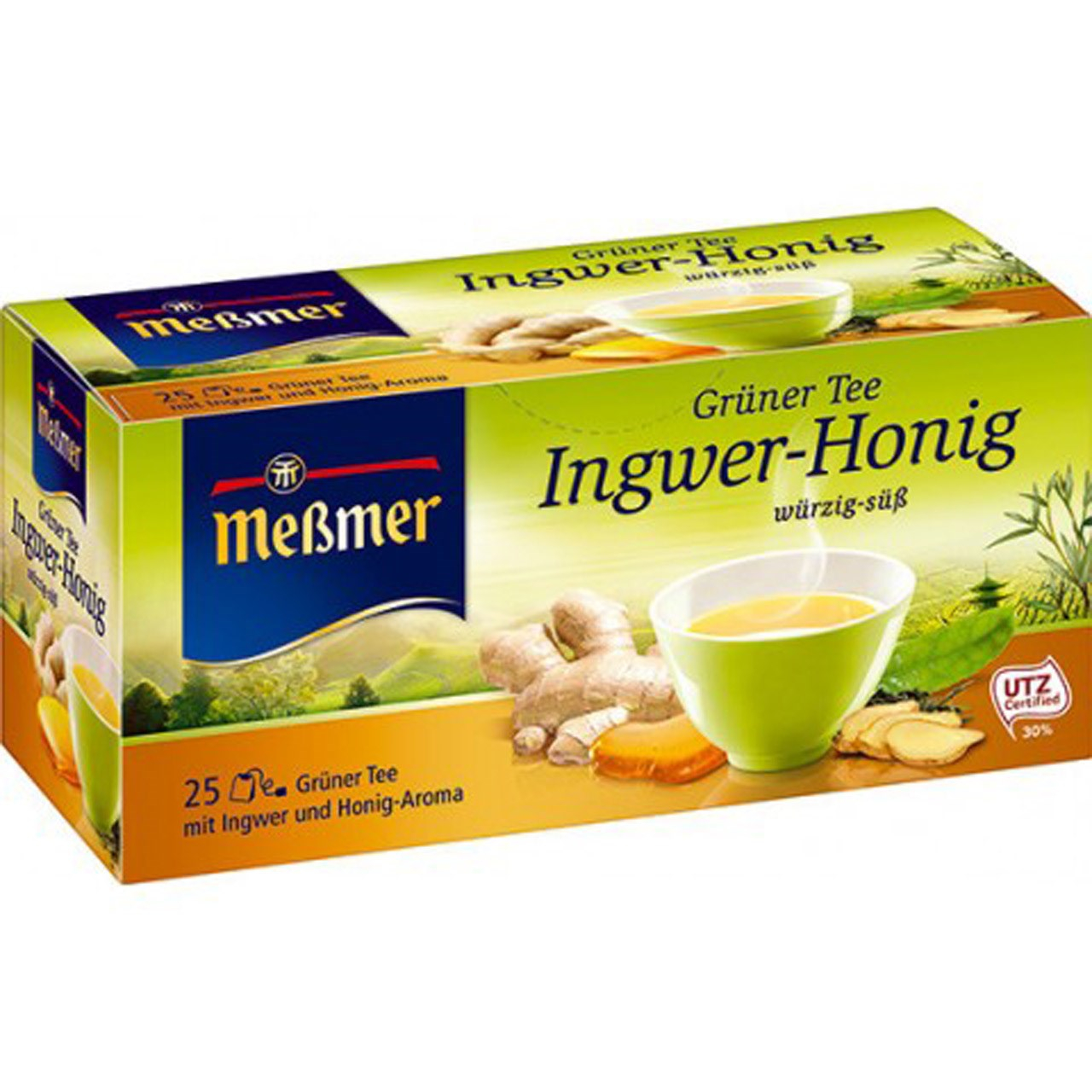 بسته دمنوش گیاهی چای سبز عسل و زنجبیل مسمر مدل Gruner Tea Ingwer Honig