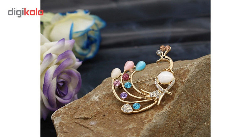 گل سینه لوکسین طرح طاووس مدل S153