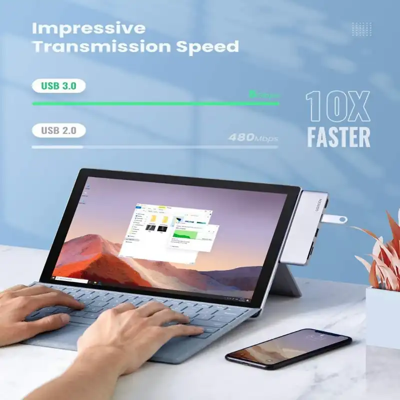 هاب 5 پورت USB 3.0 یوگرین مدل سرفیس پرو 7