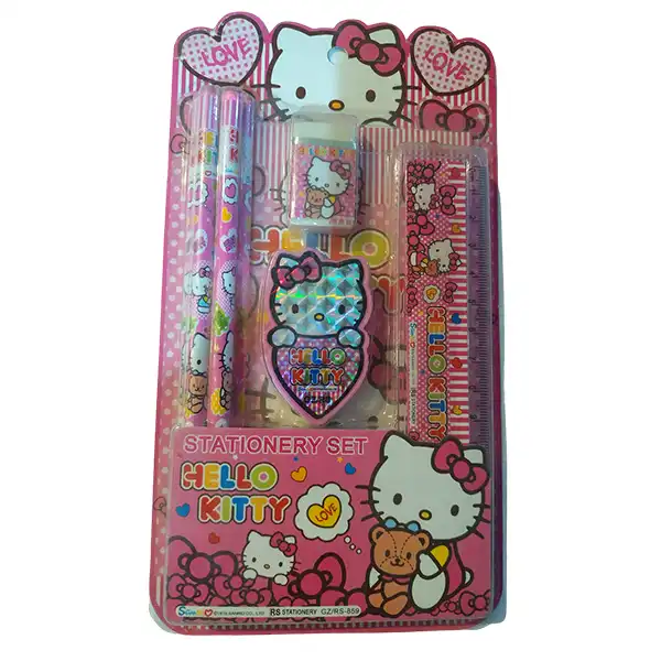 ست لوازم التحریر مدل دوستان طرح کیتی مجموعه 9 عددی