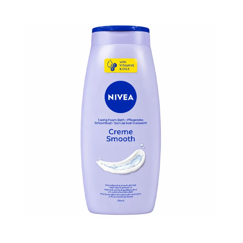 شامپو بدن نیوآ مدل Creme smooth با رایحه روغن بادام مناسب برای انواع پوست حجم 750 میلی‌لیتر