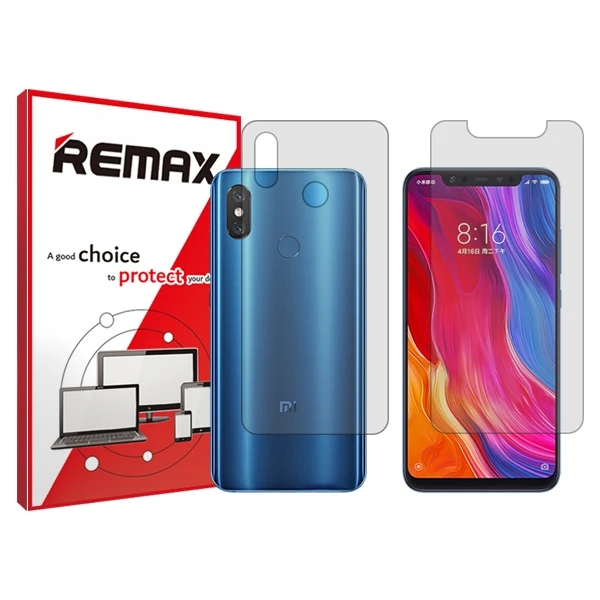 محافظ صفحه نمایش شفاف ریمکس مدل HyGEL مناسب برای گوشی موبایل شیائومی Mi 8 به همراه محافظ پشت گوشی
