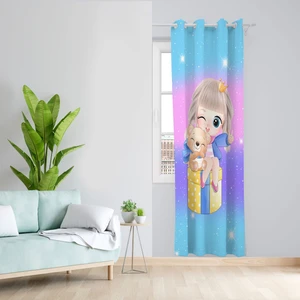 پرده مدل اتاق کودک مخمل پانچی طرح دخترانه کد 4667 سایز 140x280 سانتی متر
