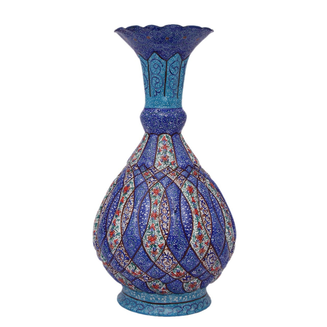 گلدان مسی مینا کاری شده گالری مندکد MN56 ارتفاع 25 سانتیمتر