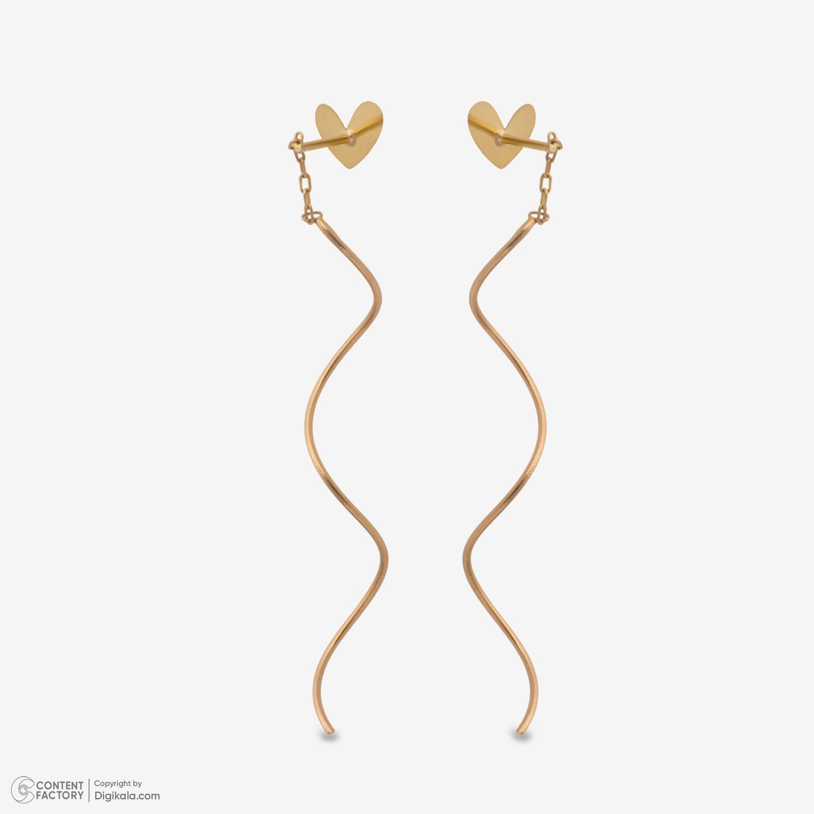 گوشواره آویز طلا 18 عیار زنانه حافا گلد مدل قلب کد e011 -  - 3