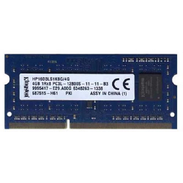 رم لپ تاپ DDR3L تک کاناله 1600 مگاهرتز CL11 کینگستون مدل HP-16D3LS1KFG-PC3L 12800S ظرفیت 4 گیگابایت