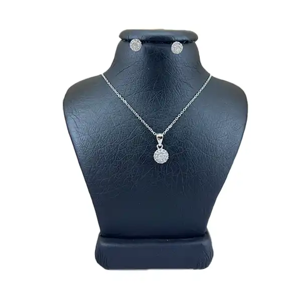 نیم ست نقره زنانه مدل تمام سنگ کد 3211548