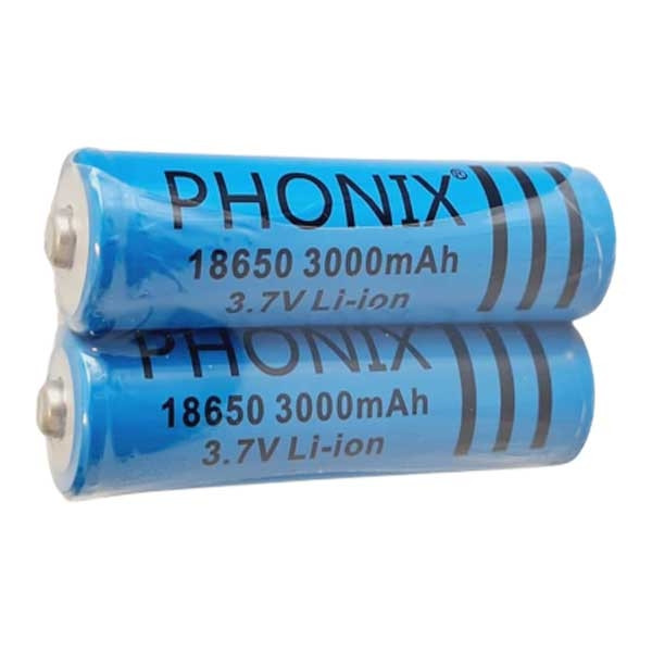 باتری لیتیومی شارژی فونیکس مدل 18650 ظرفیت 3000 میلی آمپرساعت بسته 2 عددی