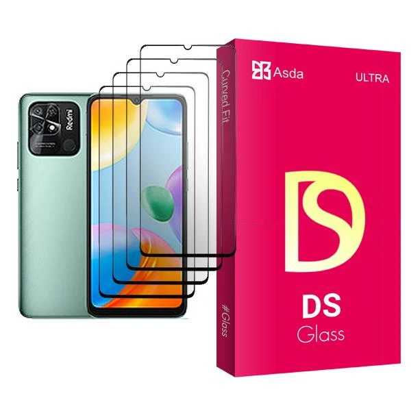 محافظ صفحه نمایش آسدا مدل DS Glass MIX004 مناسب برای گوشی موبایل شیائومی Redmi 10C بسته چهار عددی