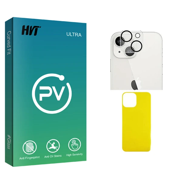 محافظ پشت گوشی اچ وی تی مدل PV Glass FLL مناسب برای گوشی موبایل اپل iPhone 13  به همراه محافظ لنز دوربین