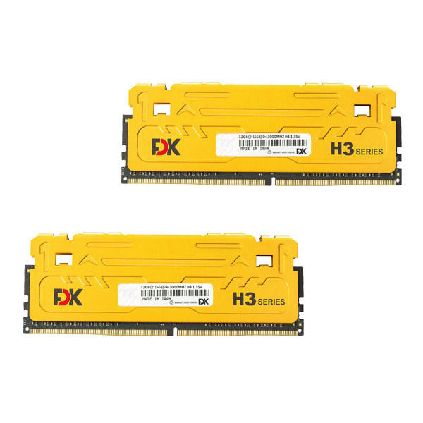 رم دسکتاپ DDR4 دو کاناله 3000 مگاهرتز CL18 فدک مدل H3 ظرفیت 32 گیگابایت