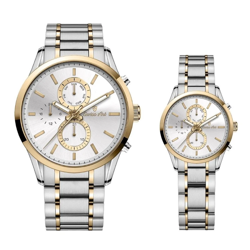 ست ساعت مچی عقربه‌ای زنانه و مردانه سوئیس آرت مدل 920134/135-08