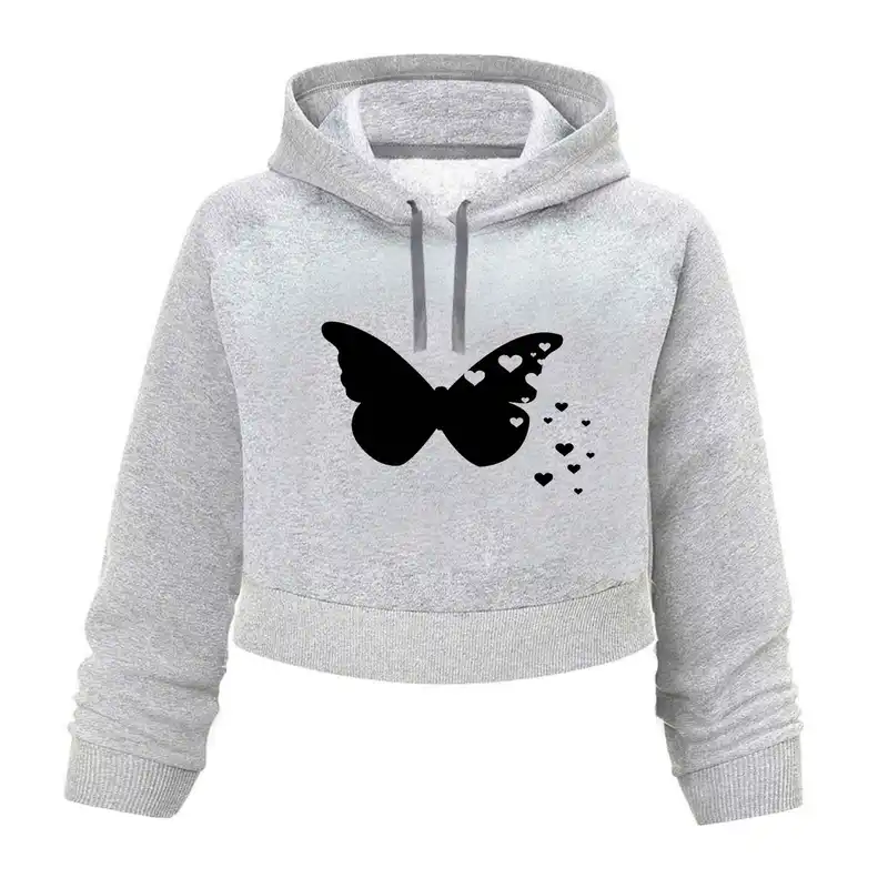 هودی کراپ زنانه مدل پروانه کد K56 T