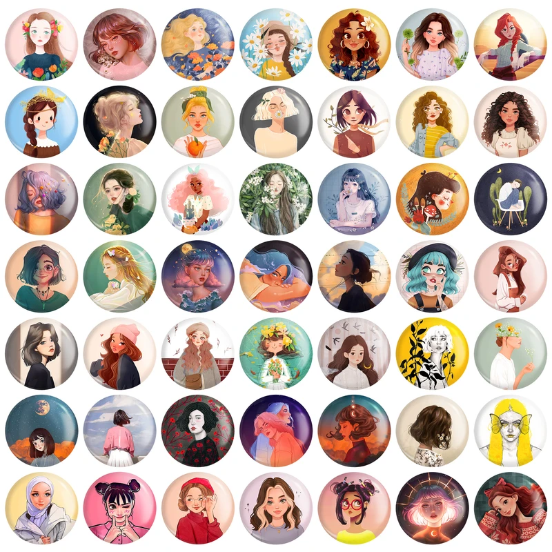 مگنت خندالو مدل دخترانه فانتزی کد 90 بسته 49 عددی