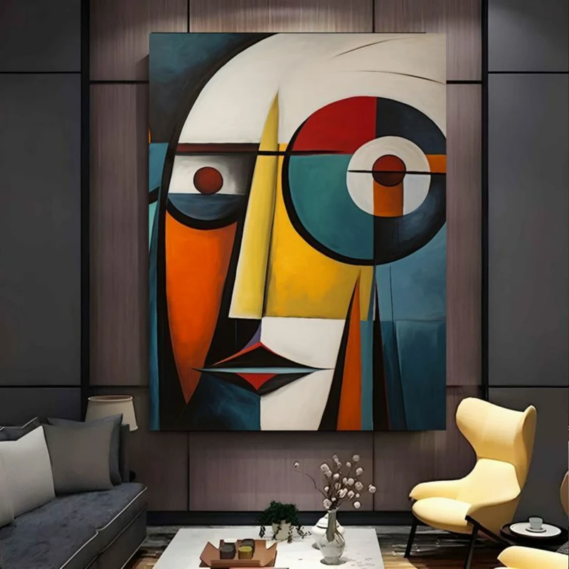 تابلو بوم طرح مخمل مینیمال چهره مدل کوبیسم کد BK24996