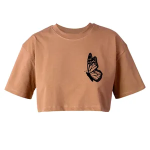 کراپ‌تاپ آستین کوتاه زنانه مدل butterfly کد L63 K