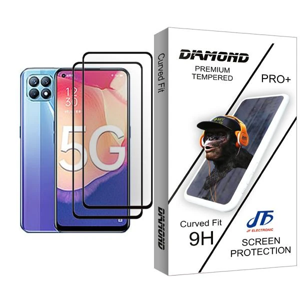 محافظ صفحه نمایش جی اف مدل Diamond Glass MIX002 مناسب برای گوشی موبایل اوپو Reno4 SE بسته دو عددی