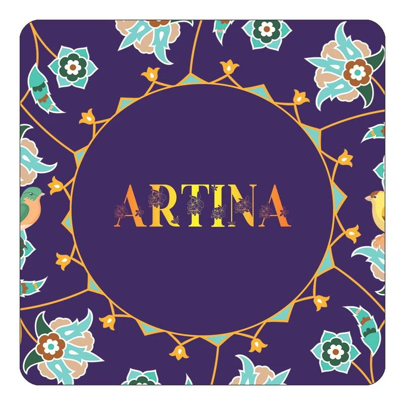 مگنت کاکتی طرح اسم آرتینا artina مدل گل و بلبل کد mg11690
